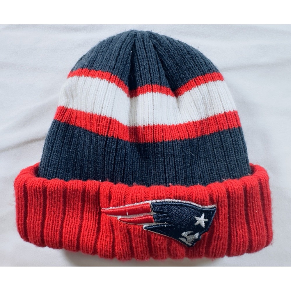 New England Patriots New Era Beanie Red White Blue Logo Football Warm